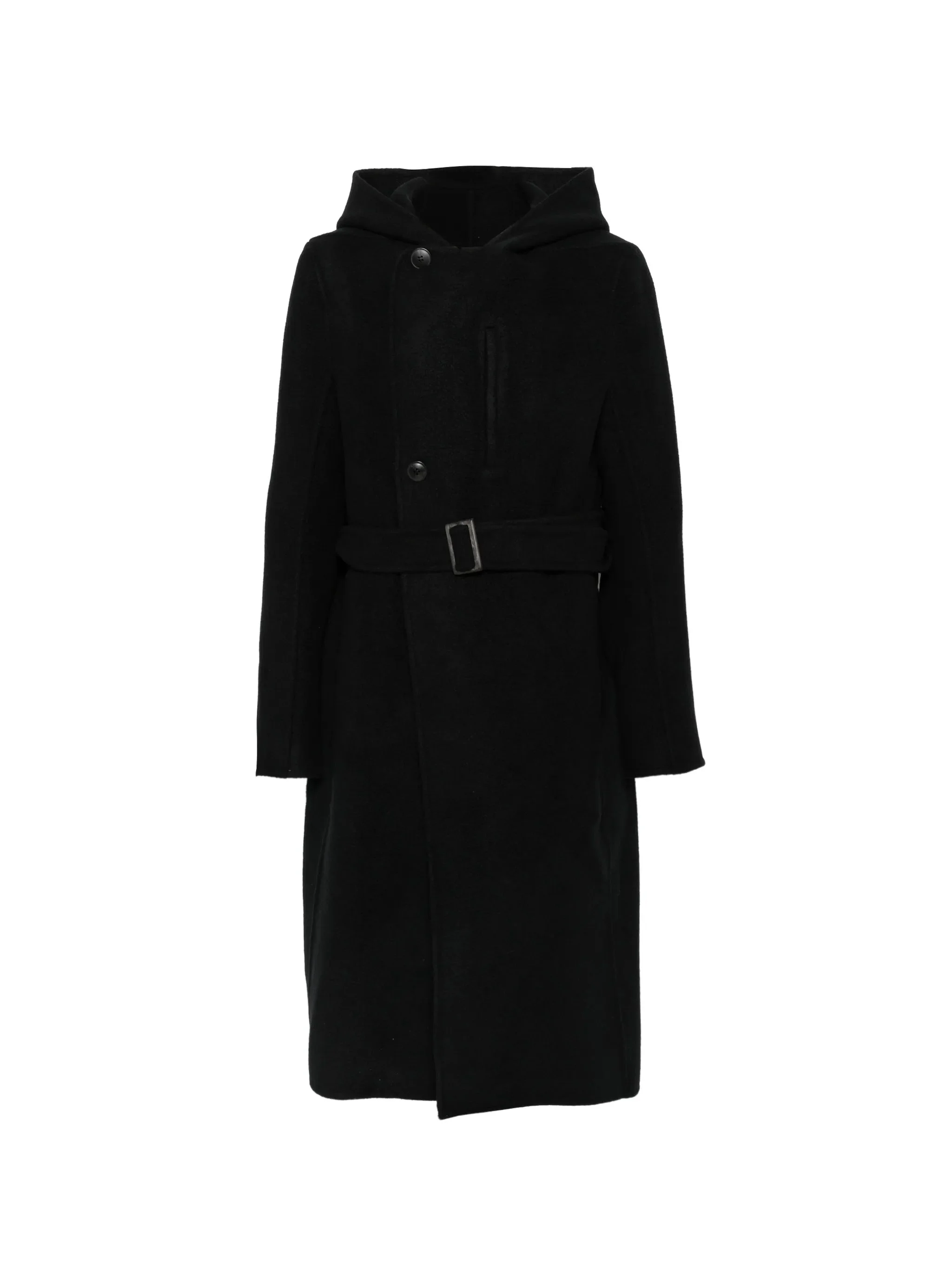 Rick Owens Belted Hooded Single Breasted Coat - 1