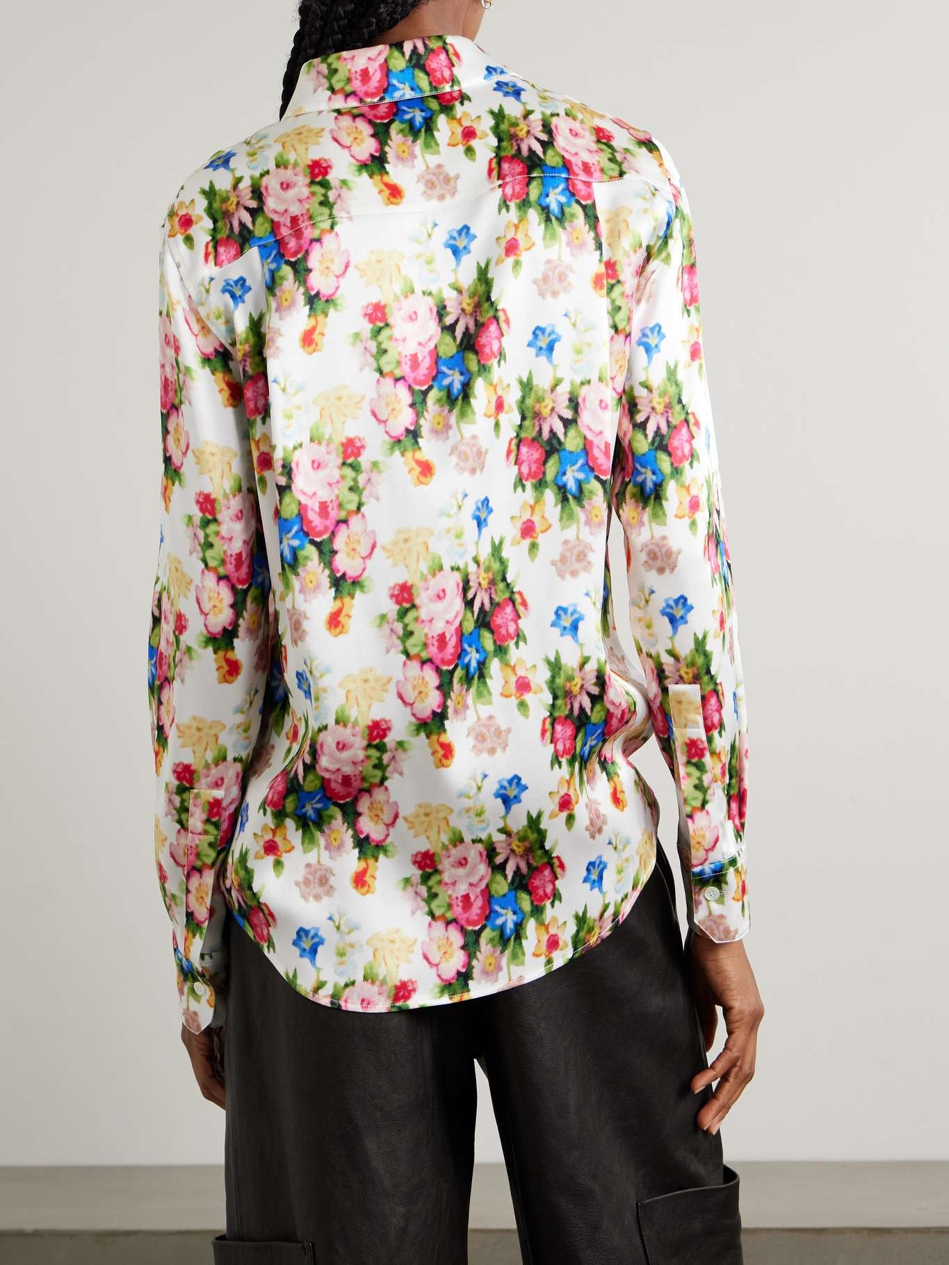 Floral-print silk shirt - 3