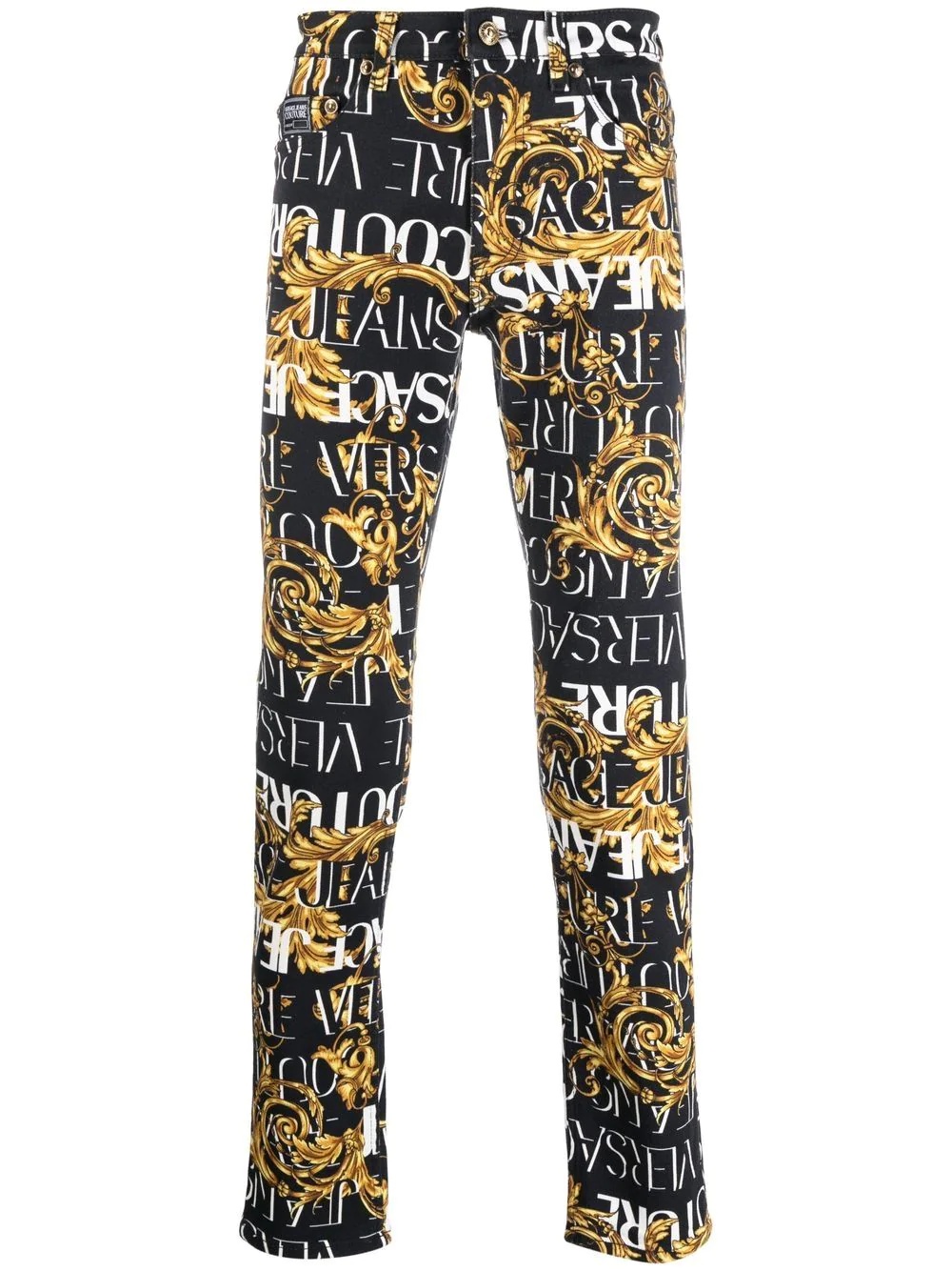 logo-baroque print jeans - 1