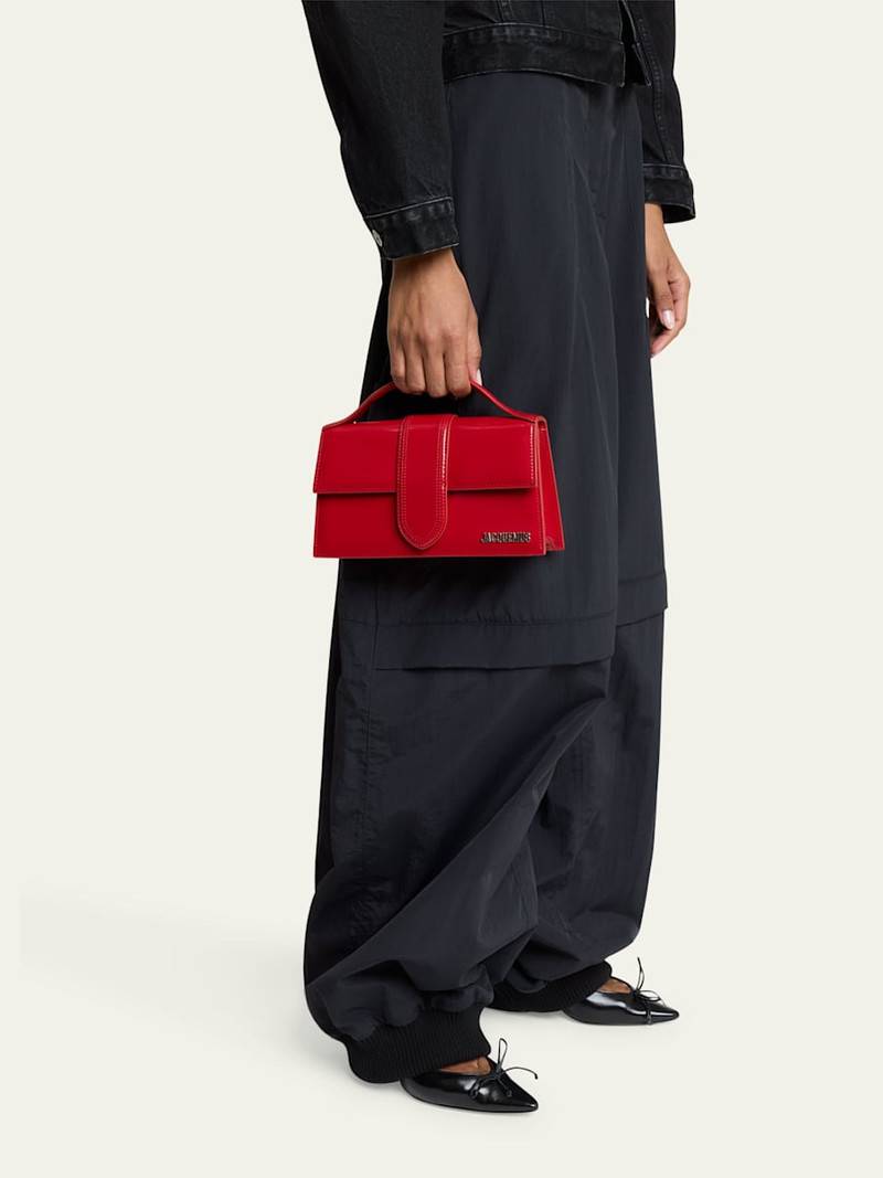 JACQUEMUS Le Grand Bambino Patent Leather Top-Handle Bag outlook