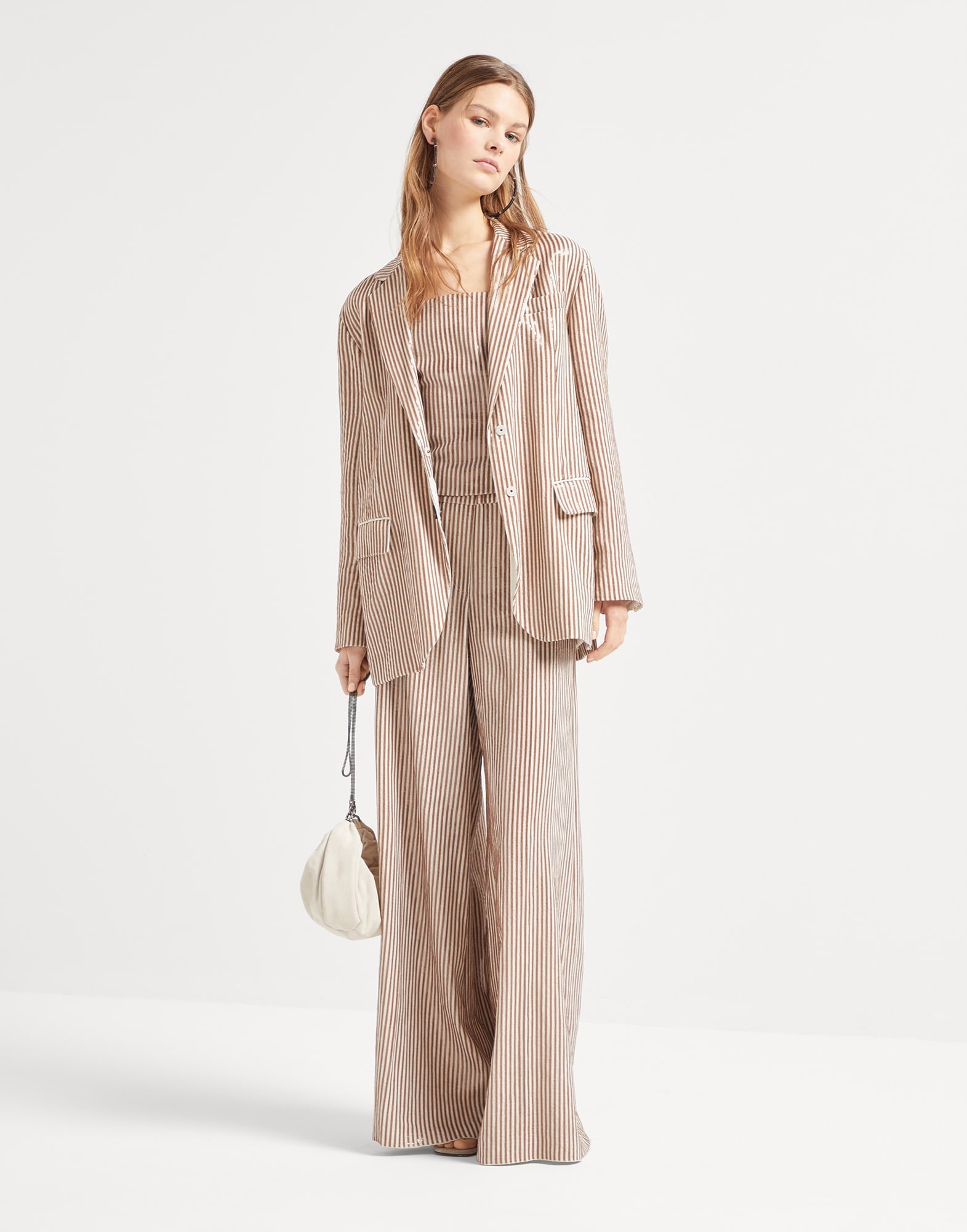 Linen blazer with dazzling stripe embroidery - 5