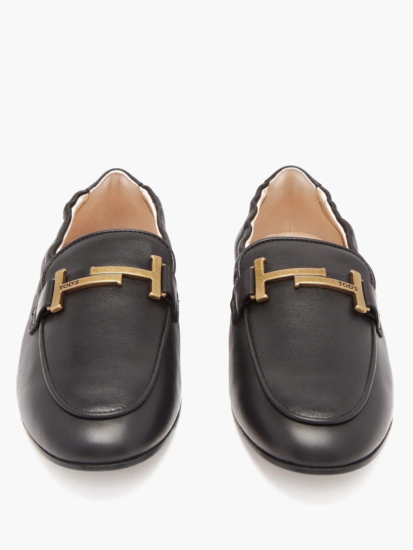 T-logo leather loafers - 5