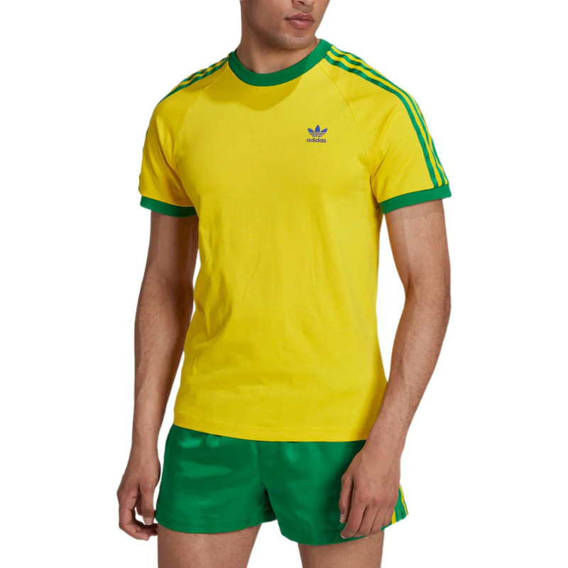 adidas adidas originals 3-Stripes Tee 'Yellow Green' HK7422 outlook
