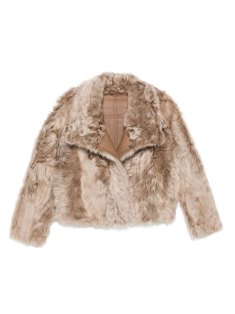 leather-trimmed fur jacket 1