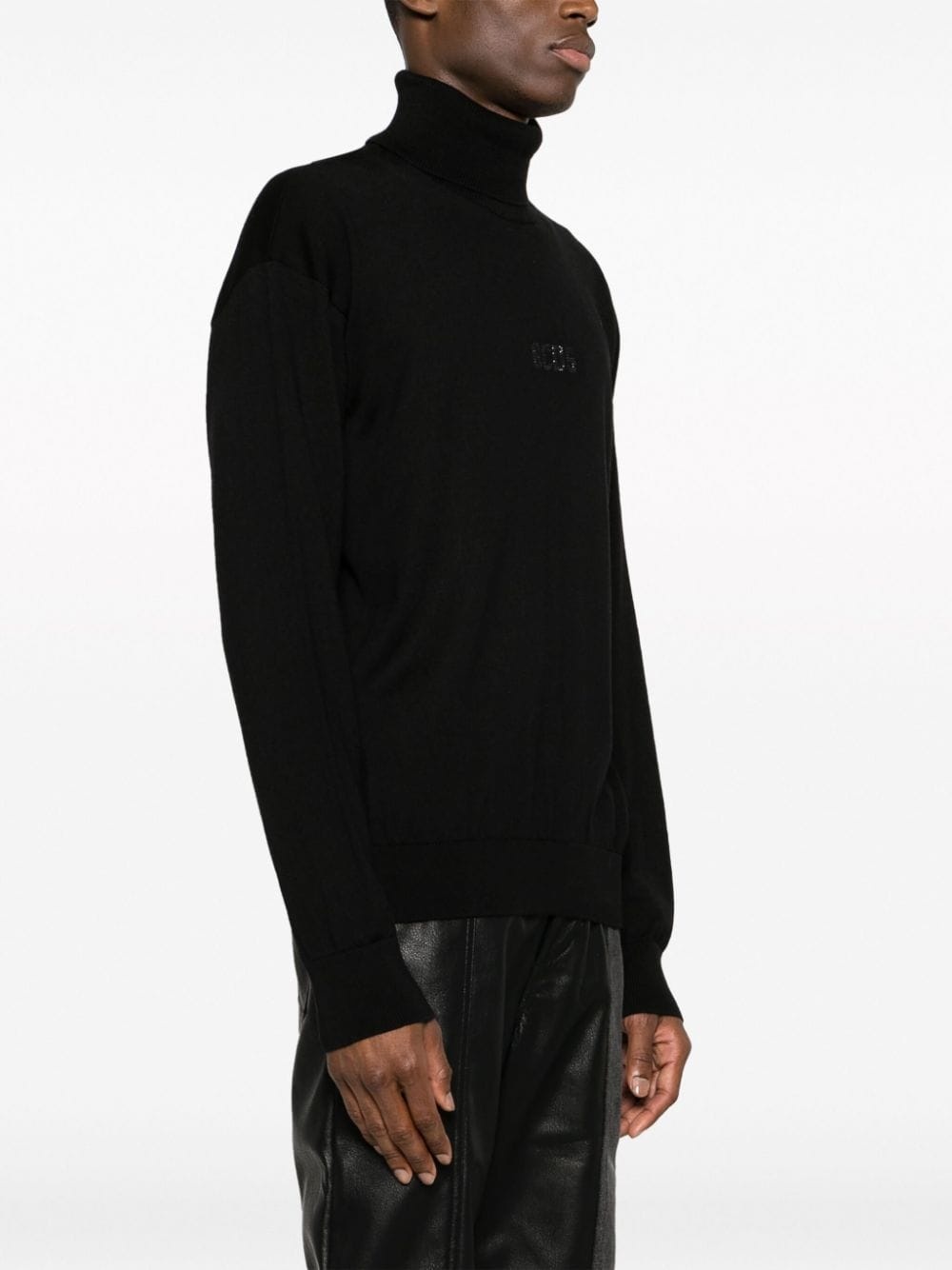 logo-embroidered roll-neck jumper - 3
