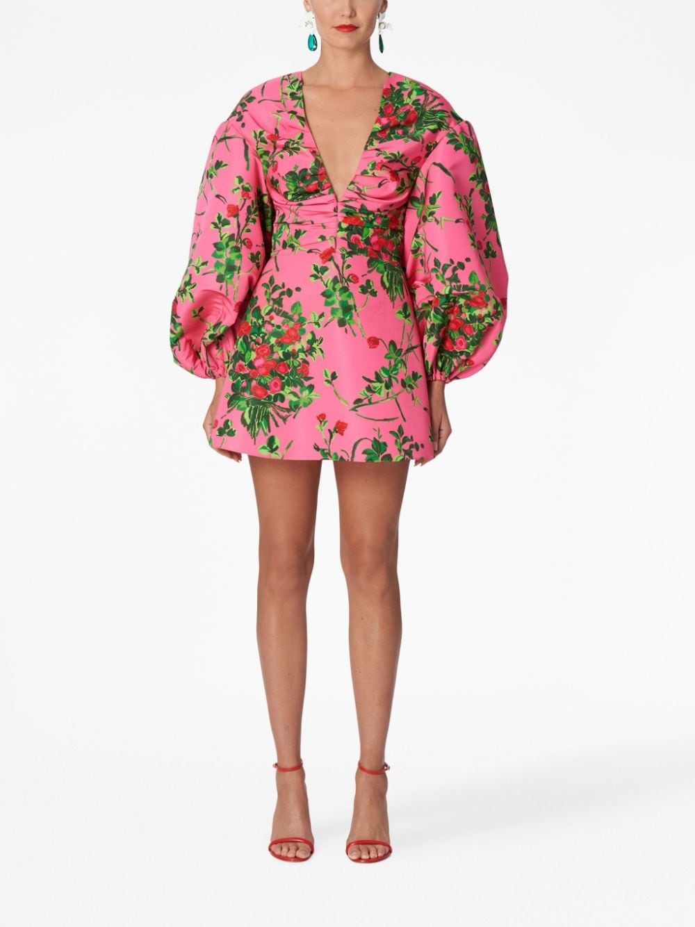 floral-print V-neck dress - 2