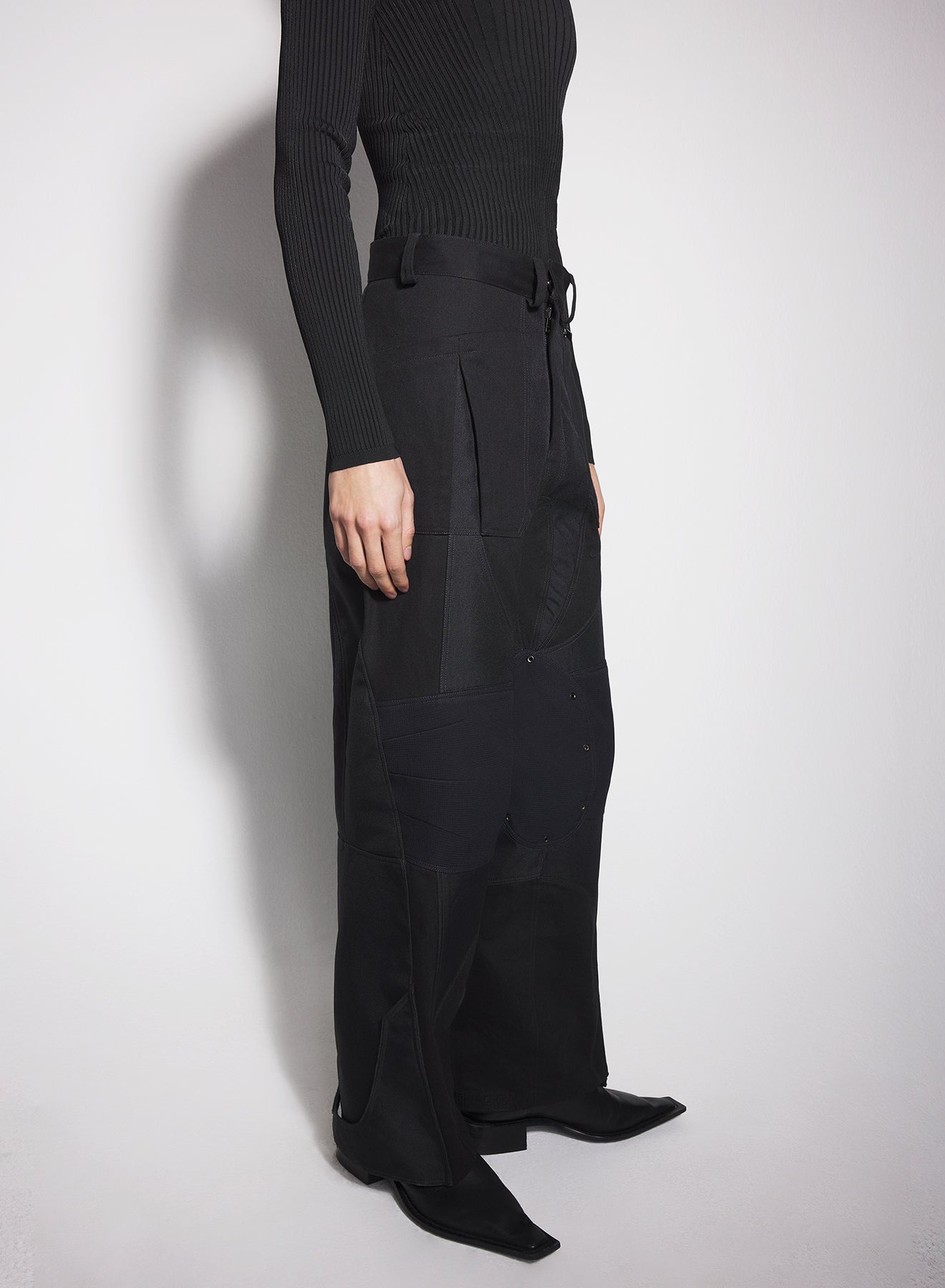 black technical fabric cargo pants - 3