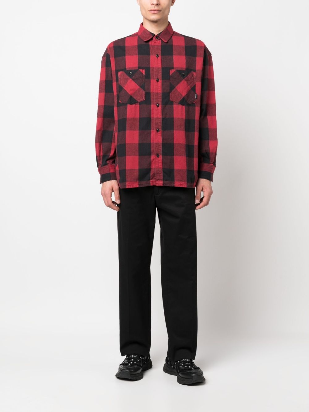 check-pattern cotton shirt - 2