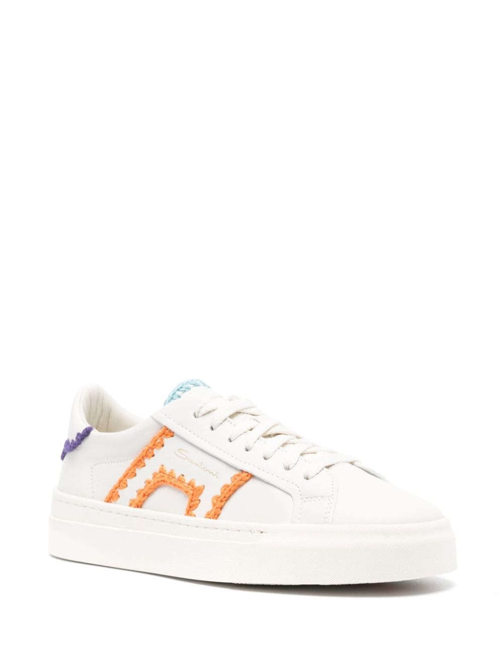 contrast-trim leather sneakers - 2