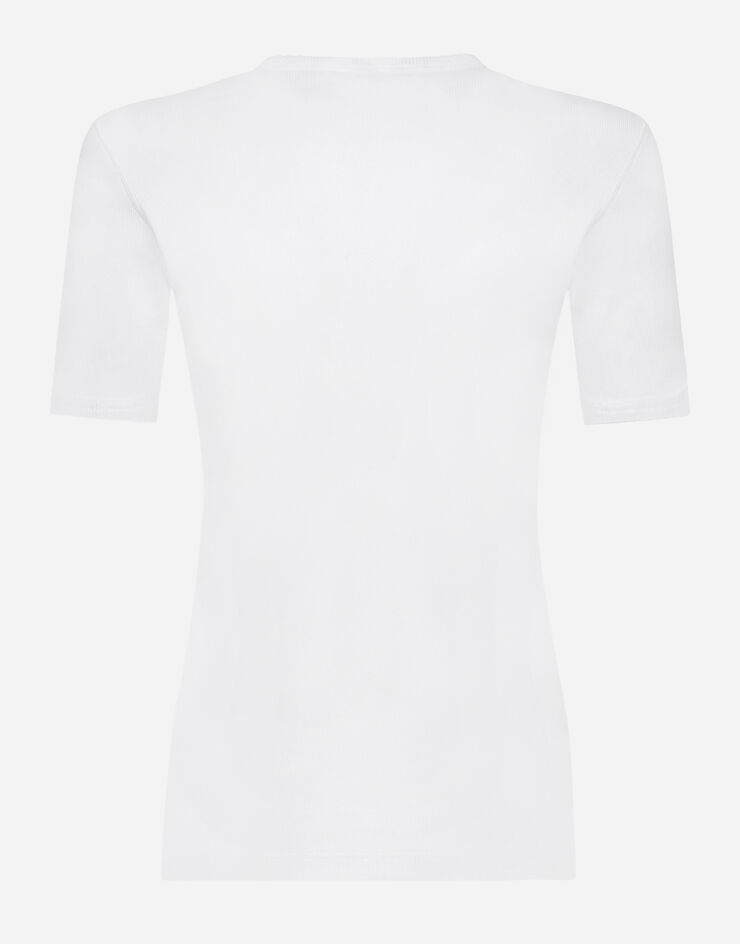 Fine-rib cotton granddad-neck T-shirt - 2