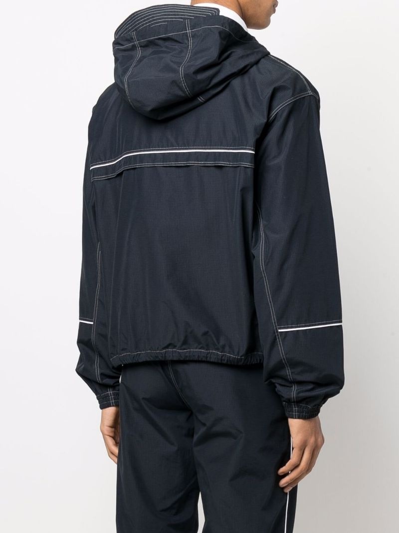 contrast-stitch hooded track jacket - 4