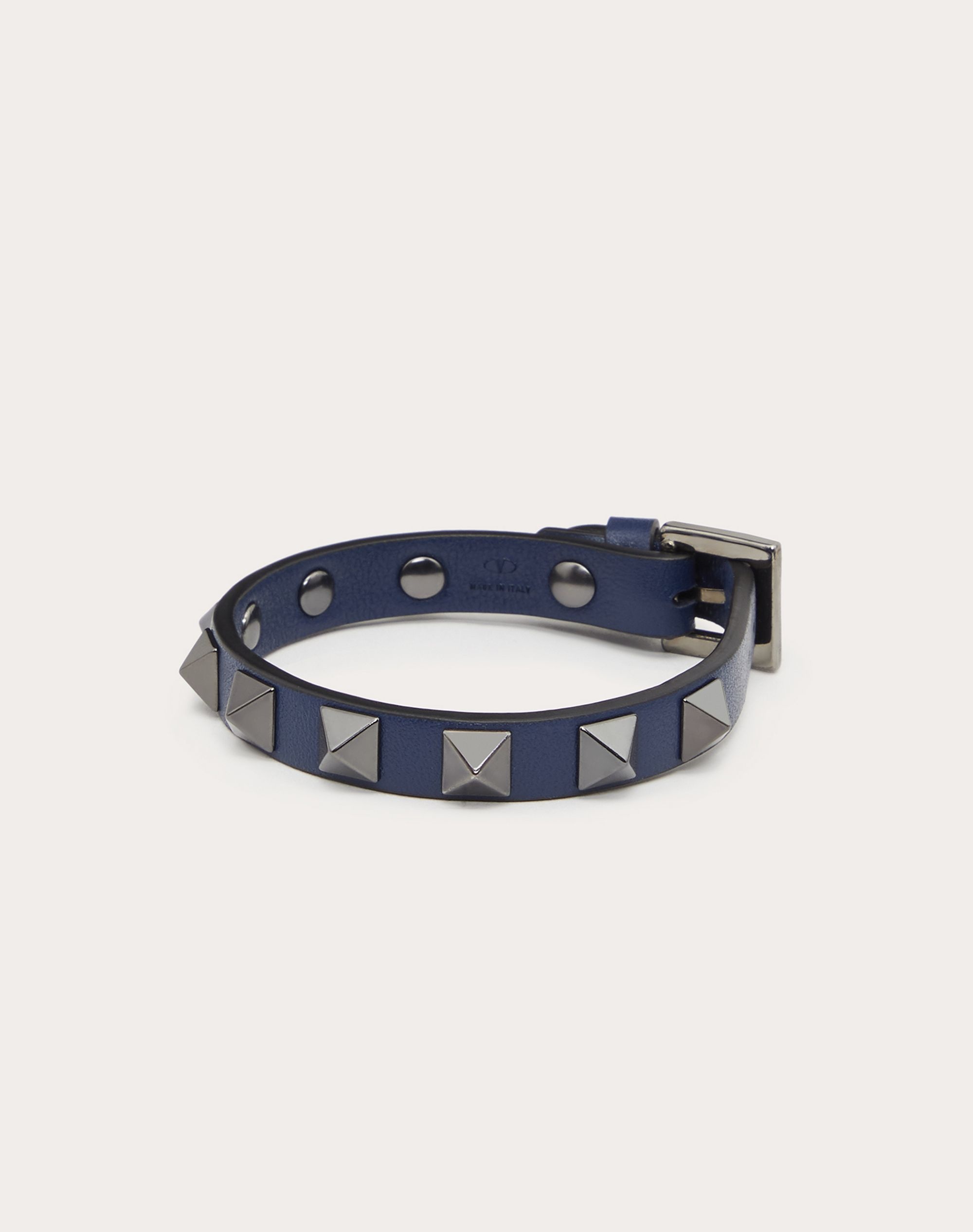 Rockstud leather bracelet with ruthenium studs - 3