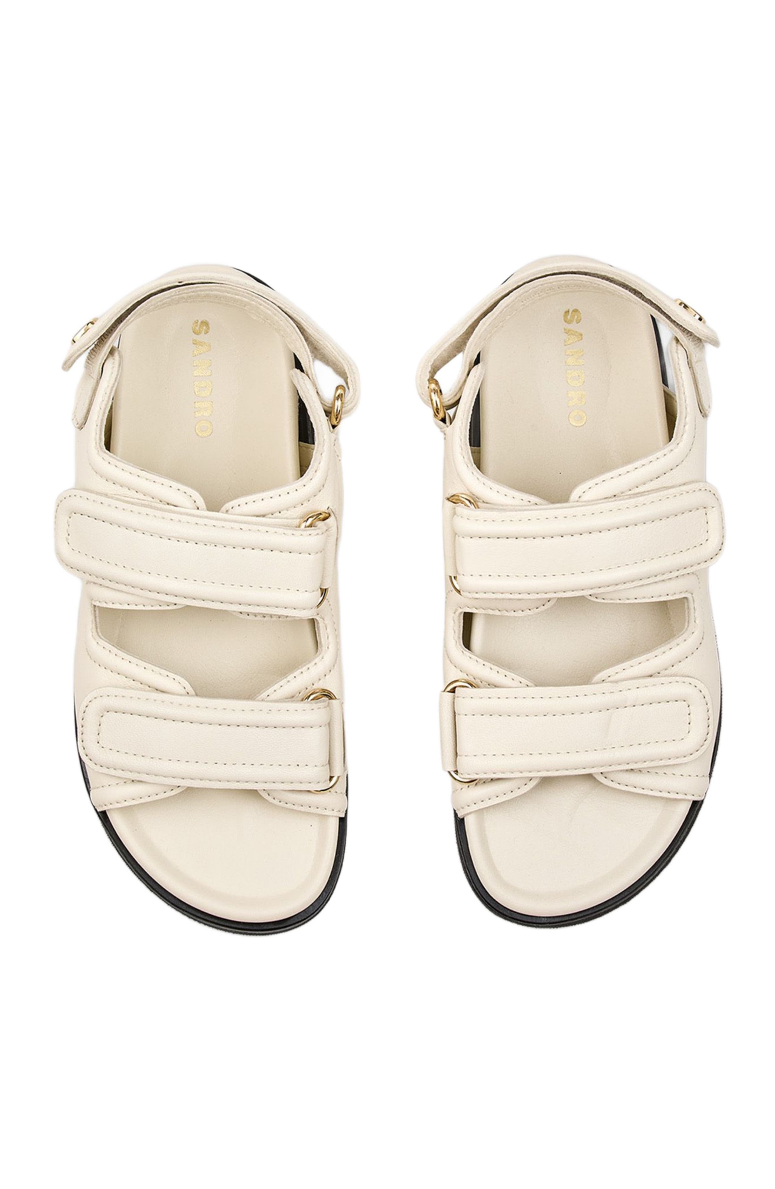 SANDRO Plain leather lambskin sandals in Vanilla at Nordstrom - 6