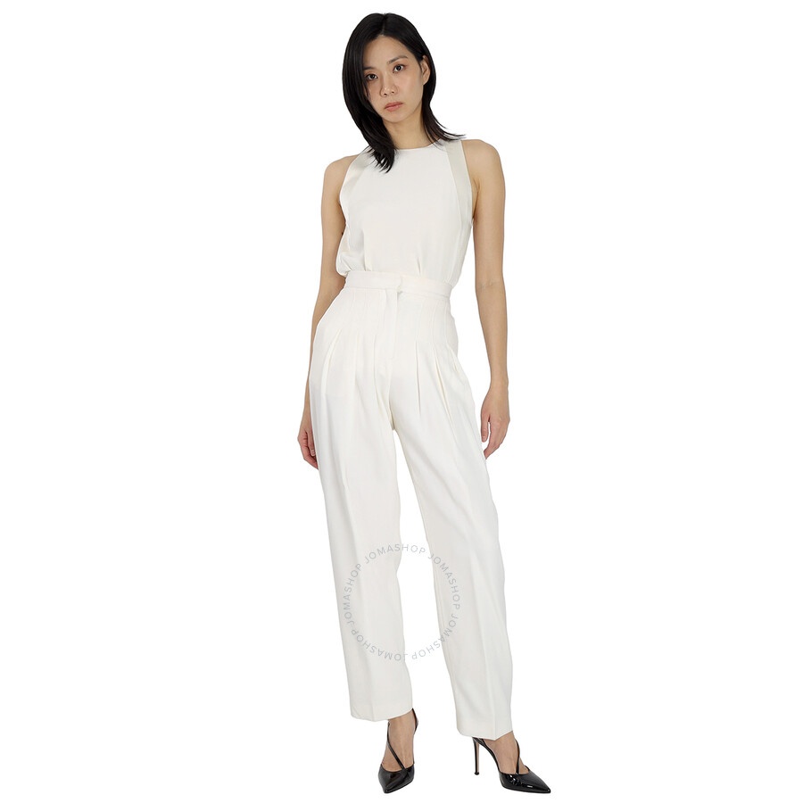 Burberry Snow Grain De Poudre Wool Pleated Trousers - 6
