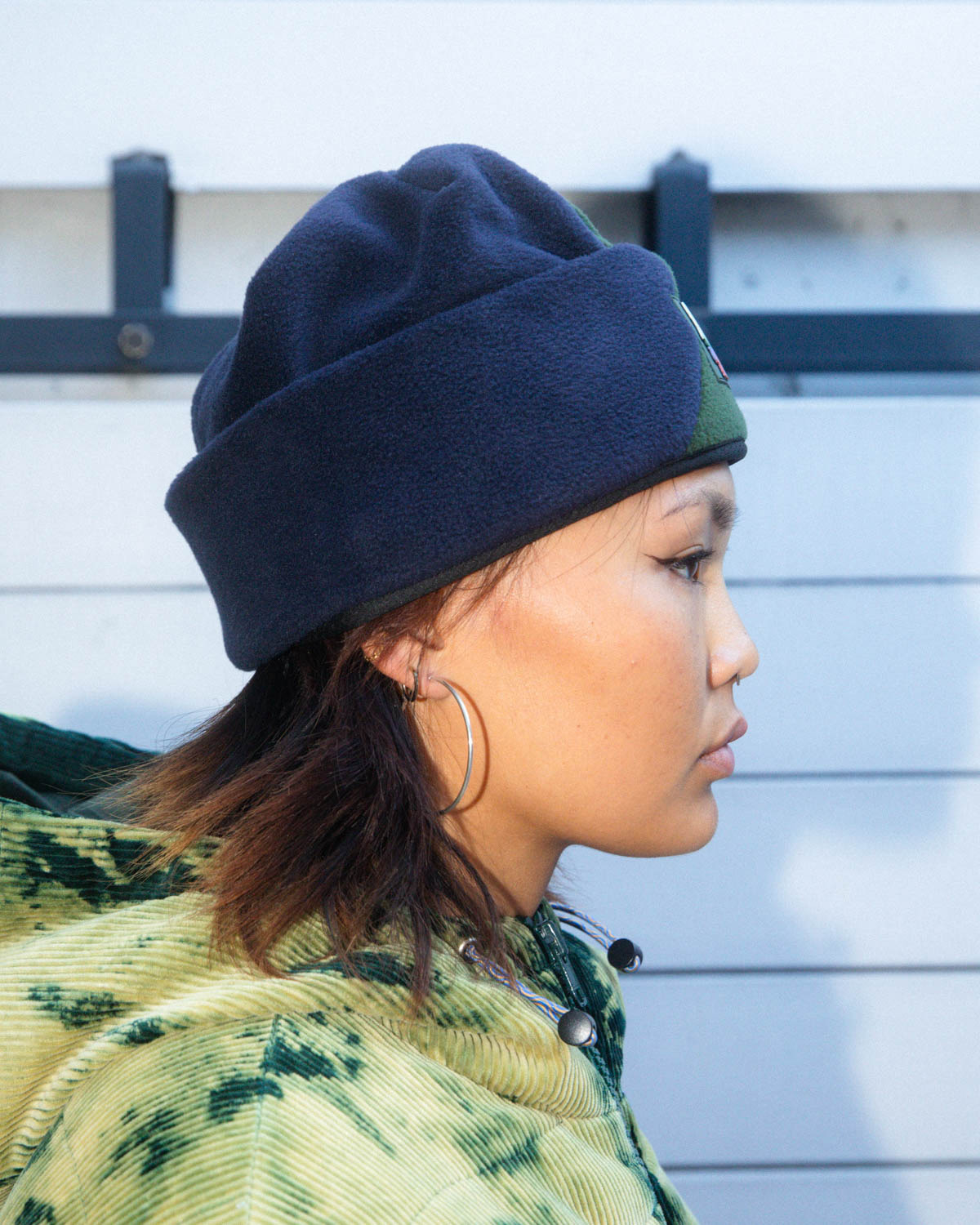 Organic Panel Polar Fleece Beanie - Navy/Olive - 8