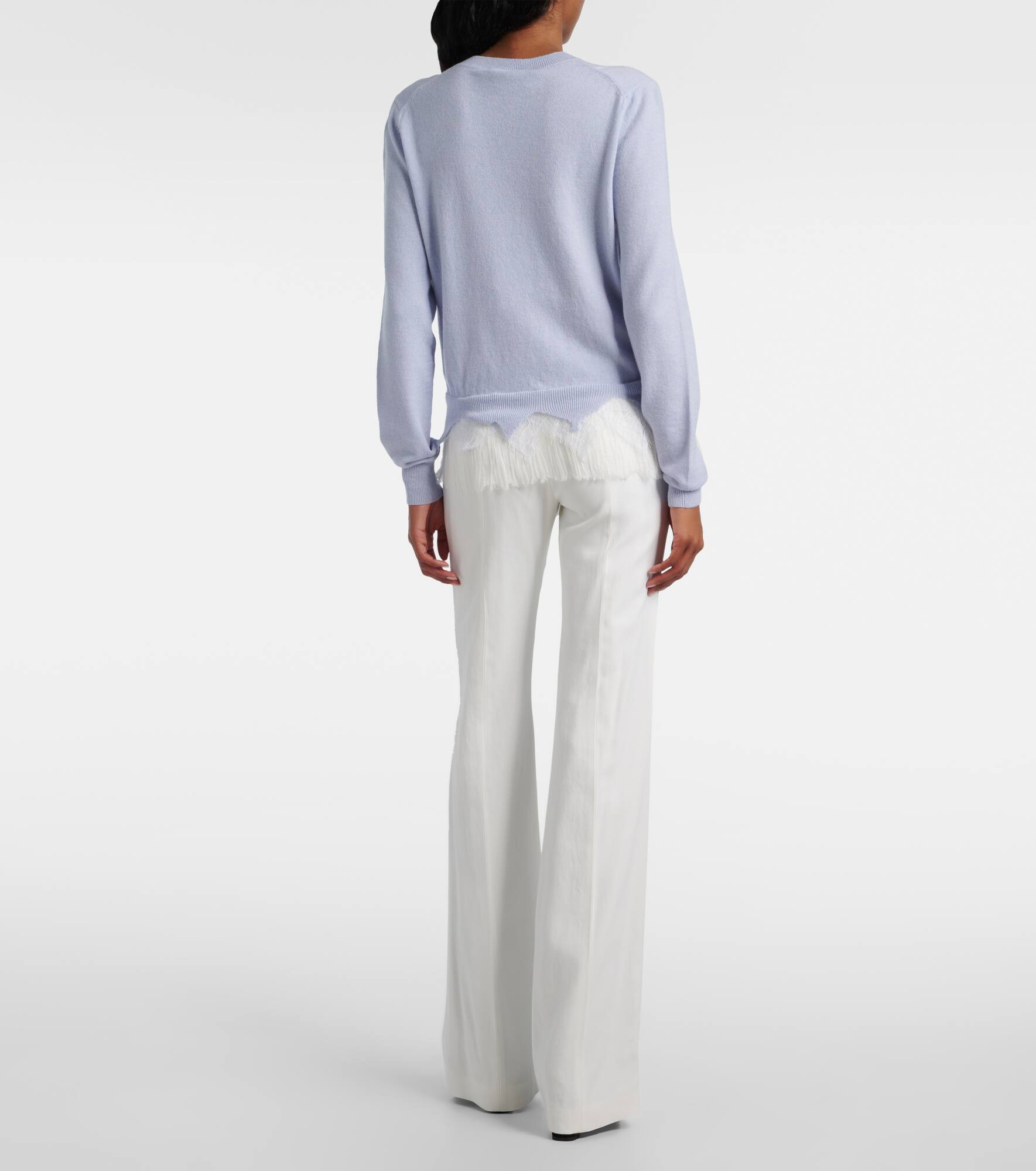 Lace-trimmed wool and cashmere sweater - 3