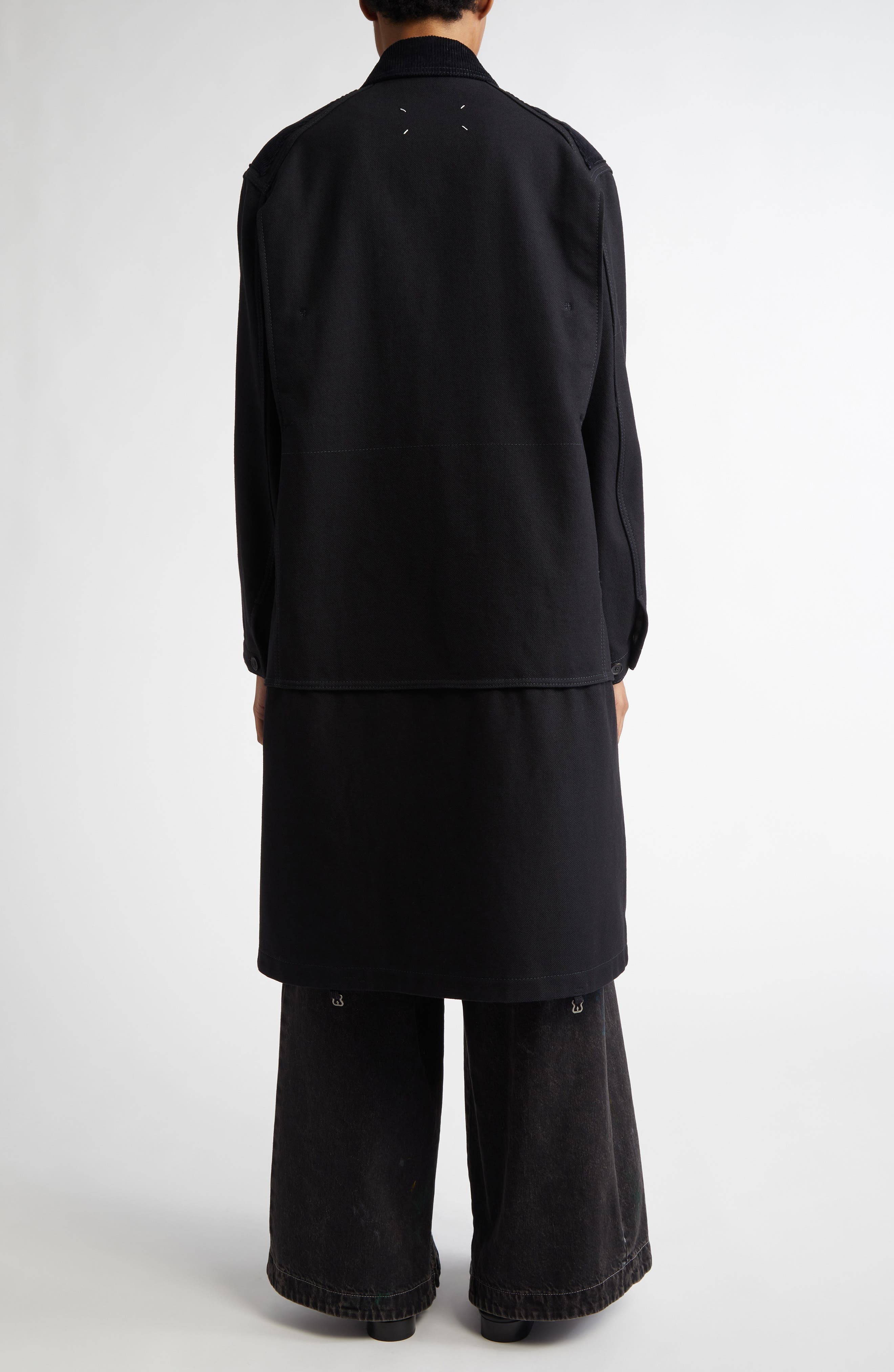 Maison Margiela Heavy Cotton & Wool Reversible Double Coat in Black at Nordstrom - 4