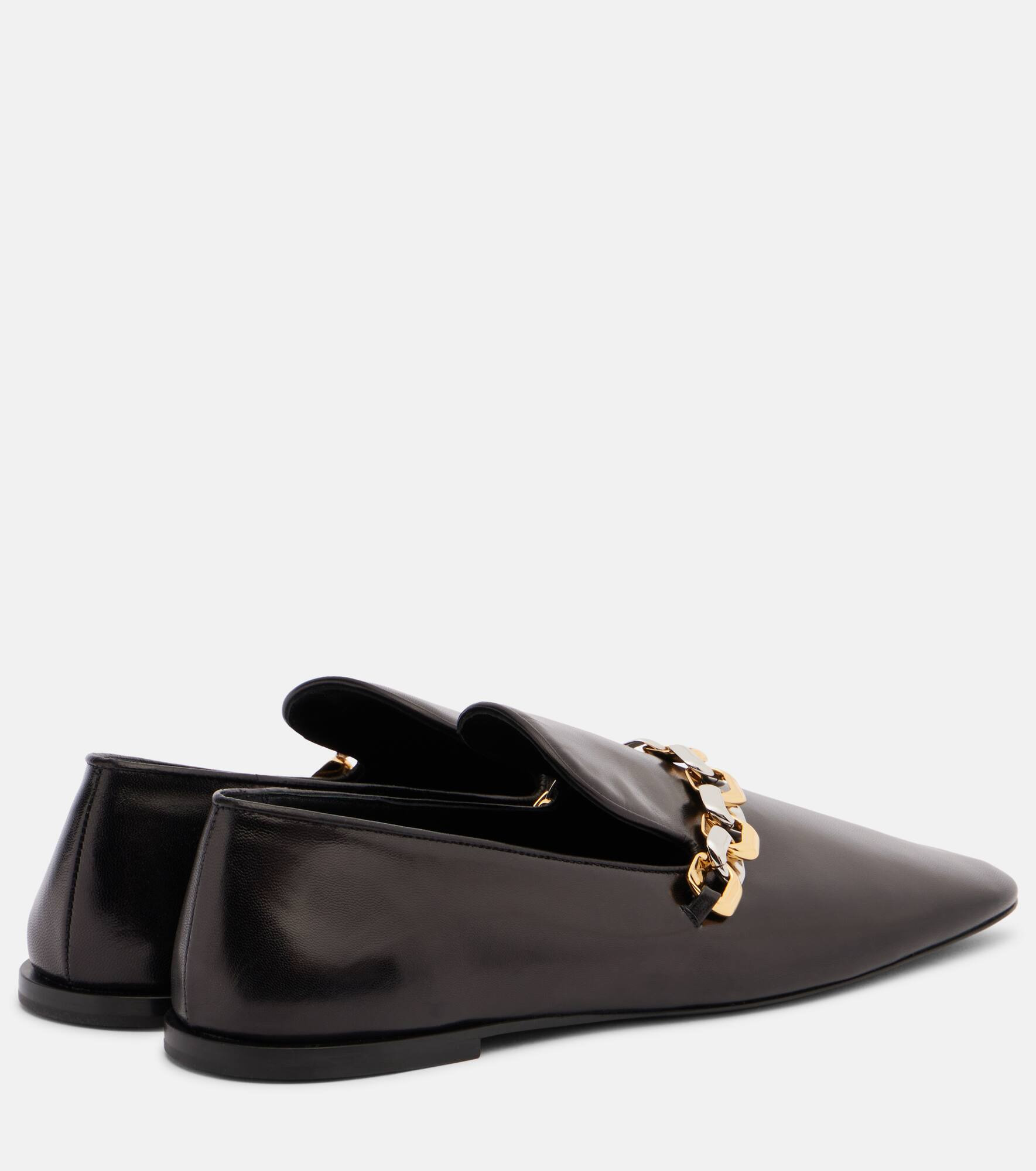 Chain-detail leather loafers - 2