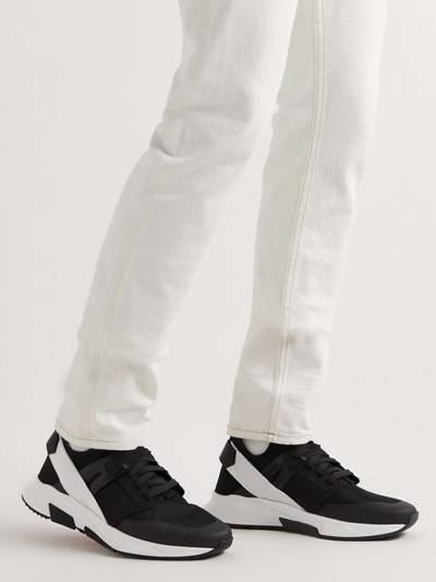 TOM FORD Jago Leather-Trimmed Nylon, Mesh and Suede Sneakers outlook