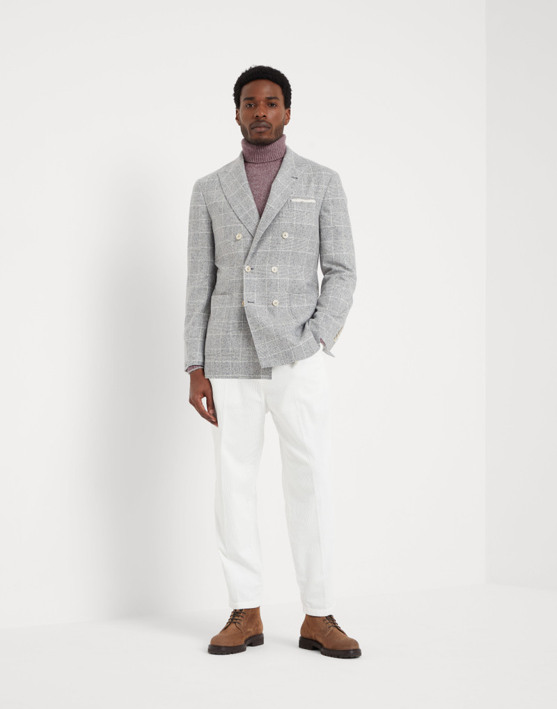 Flecked silk, wool and cashmere Prince of Wales one-and-a-half breasted deconstructed blazer with pa 5