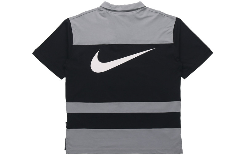 Nike Nike Sportswear Swoosh Logo Printing Contrasting Colors Loose Polo Shirt Black DJ5370-010 outlook