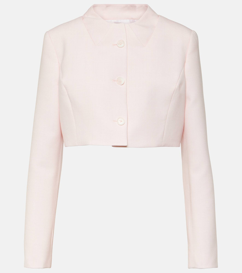 Trompe l'oeil cropped virgin wool jacket 1