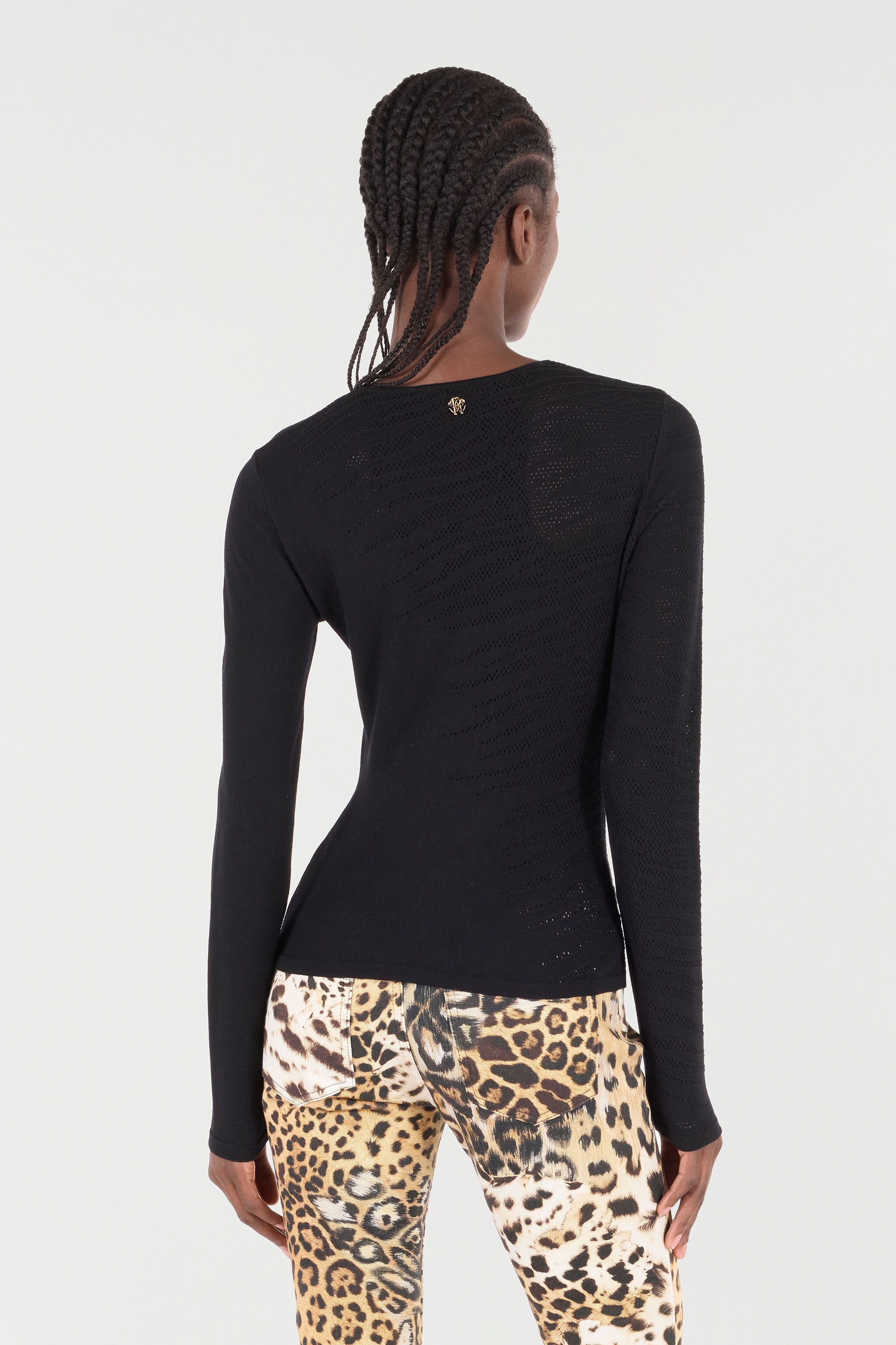 Sweater With Openwork Tiger Skin Pattern - 4