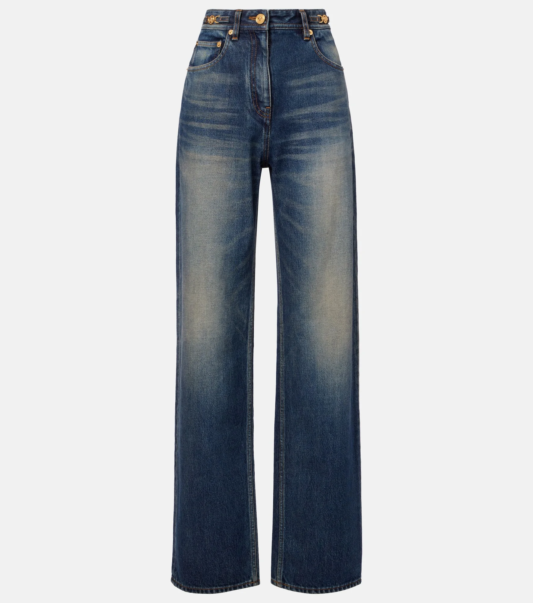 Distressed high-rise wide-leg jeans - 1