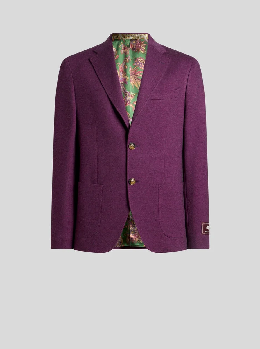 SINGLE-BREASTED WOOL-BLEND JERSEY JACKET - 1
