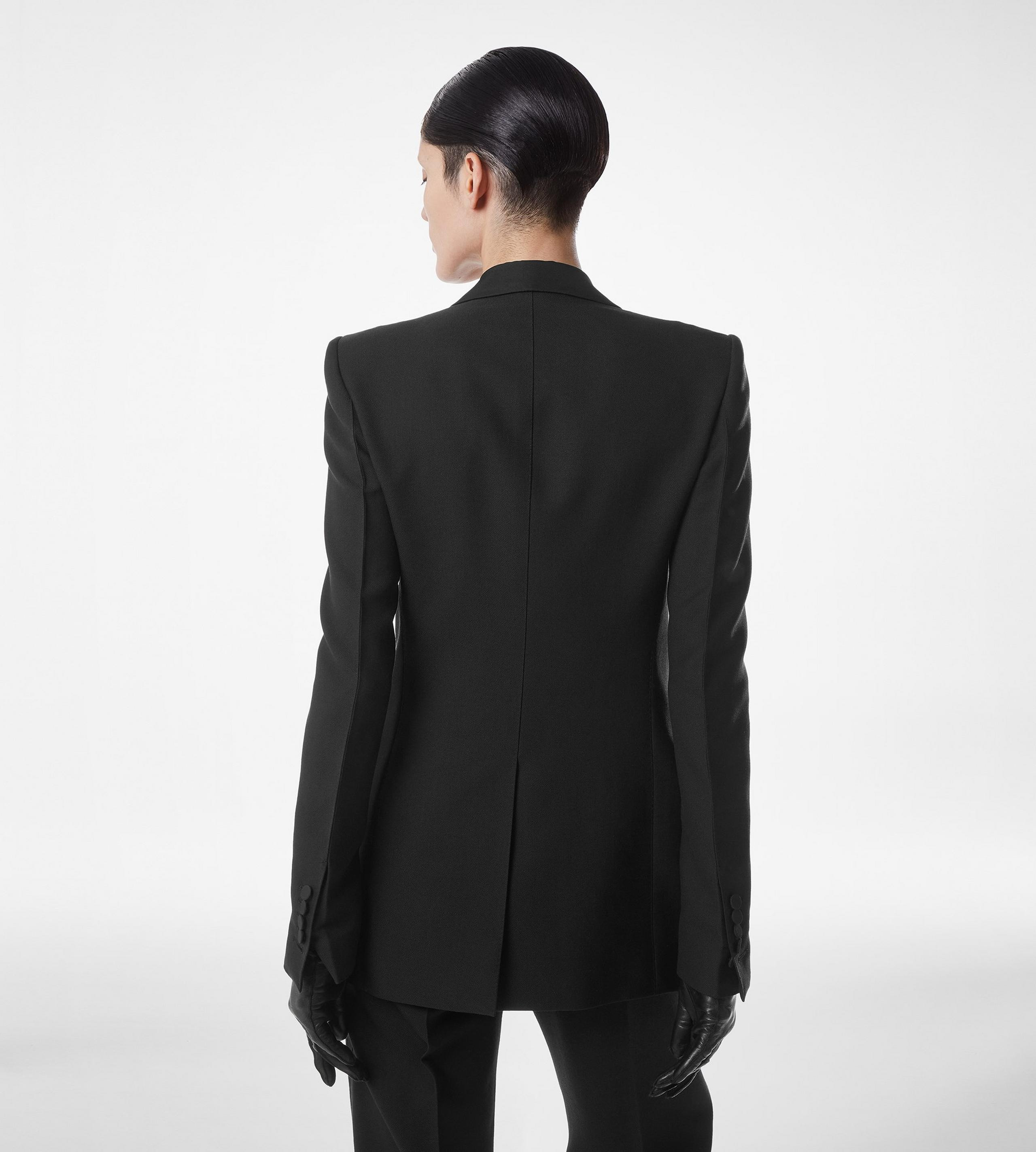WOOL SILK BLEND SINGLE BREASTED TUXEDO JACKET - 4