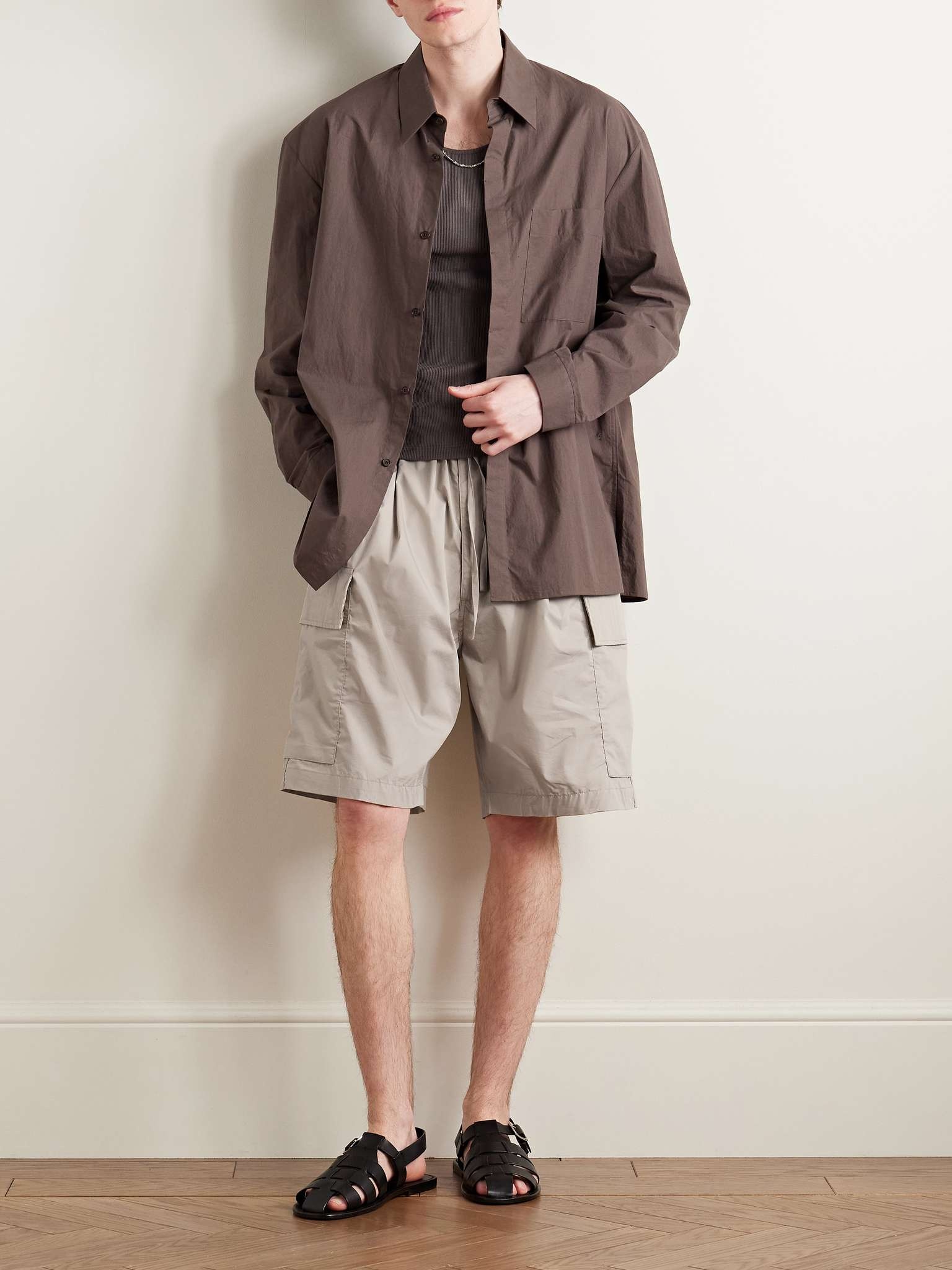 Straight-Leg Cotton-Blend Shell Drawstring Cargo Shorts - 2