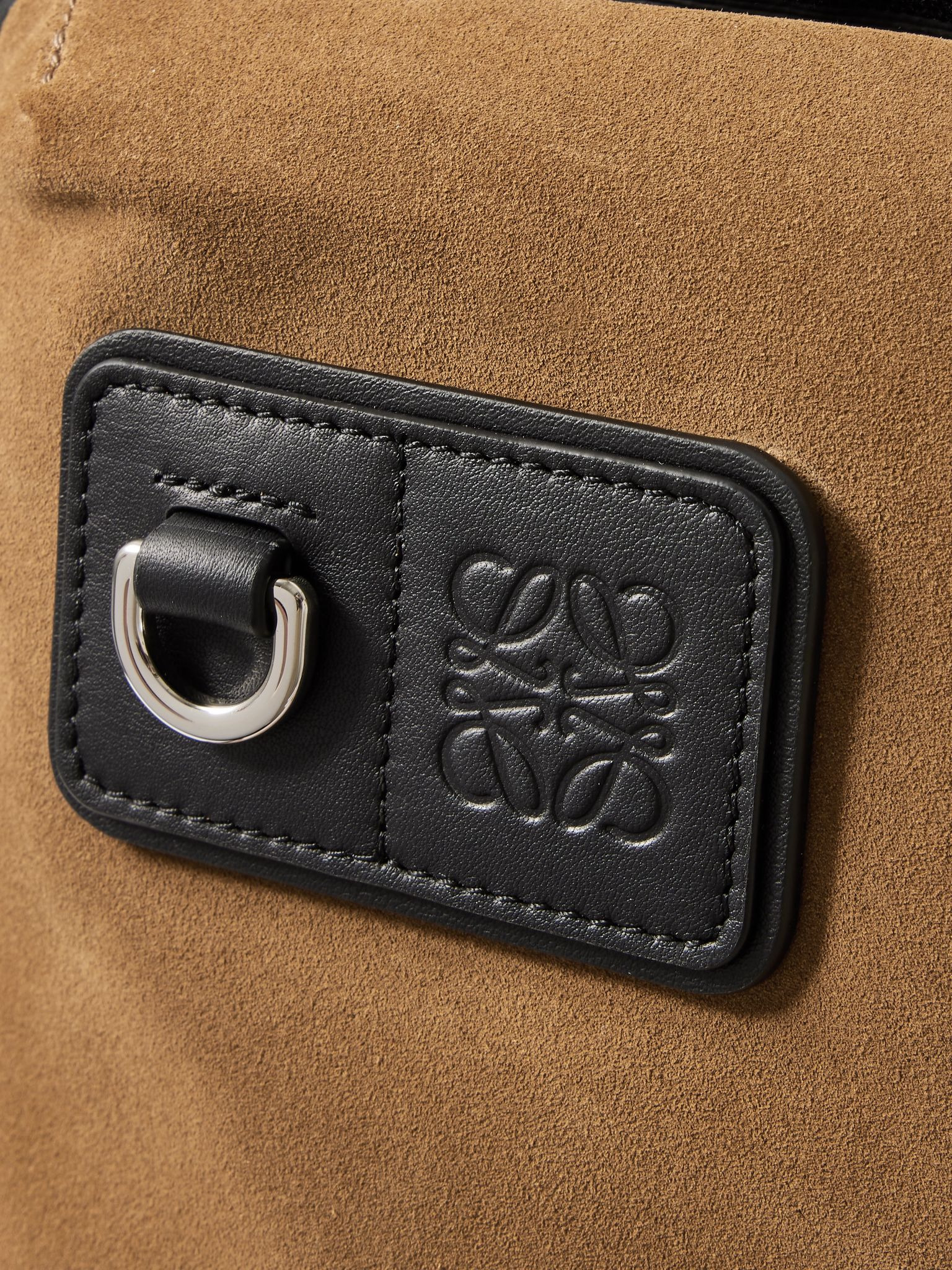 Flex Logo-Embossed Suede and Canvas Backpack Brown - 4
