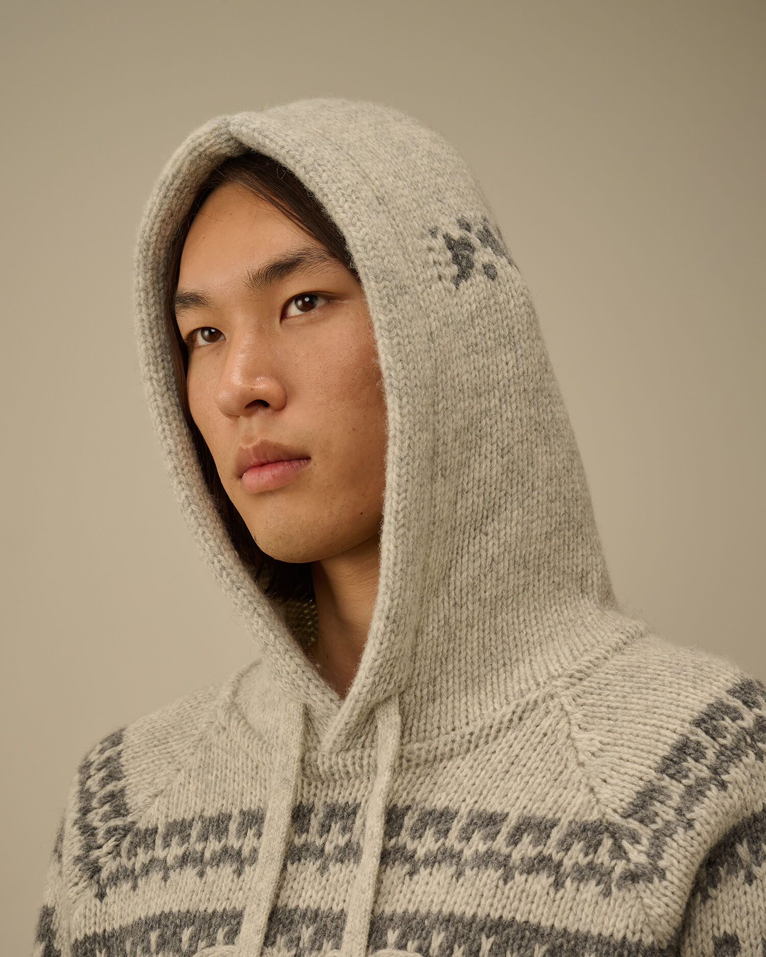 Jacquard Wool Hooded Sweater - 6
