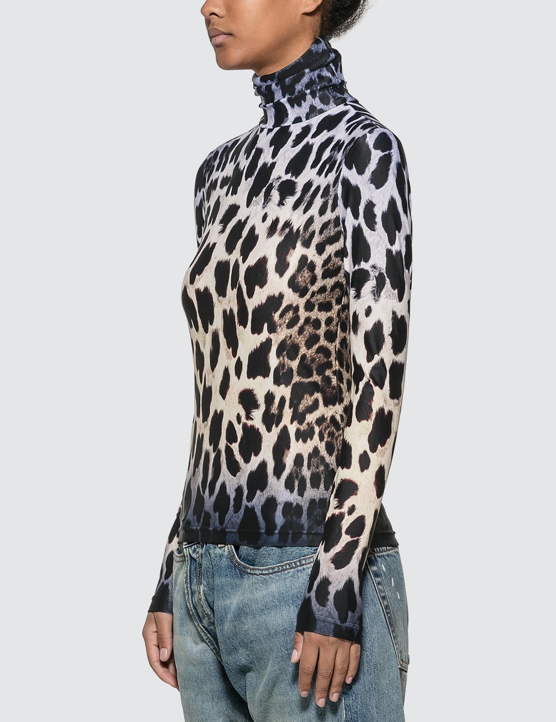 FADED LEOPARD TURTLENECK TOP - 2