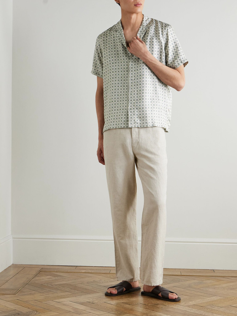 ORLEBAR BROWN Maitan Camp-Collar Printed Silk-Satin Shirt Gray outlook