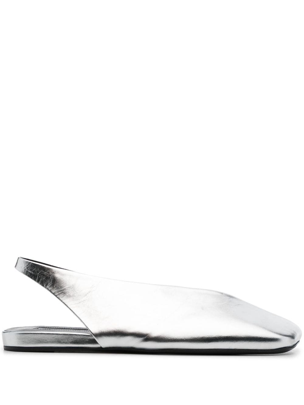 square-toe metallic ballerina shoes - 1