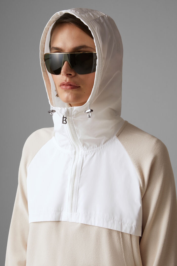 Sohra Knitted hoodie in Light beige/white - 4