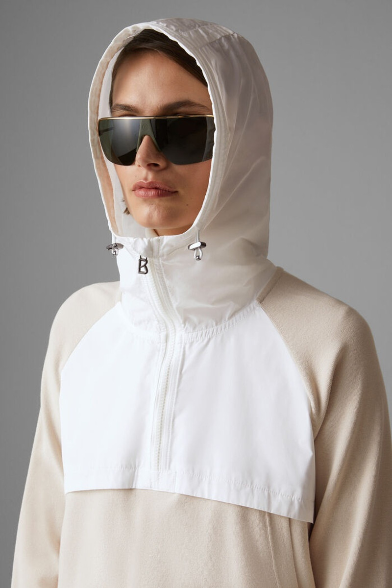 Sohra Knitted hoodie in Light beige/white 4