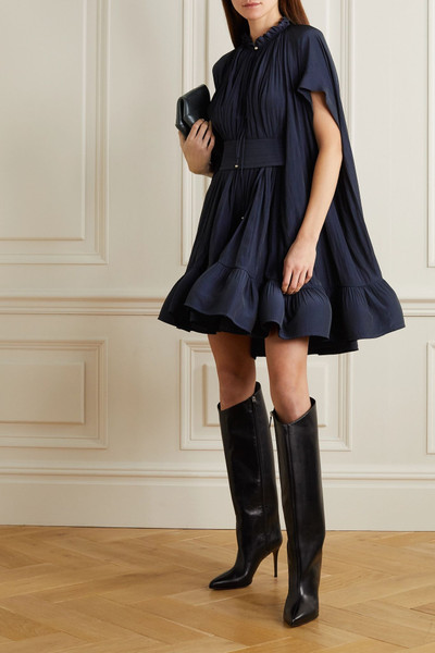 Lanvin Cape-effect belted crepe mini dress outlook