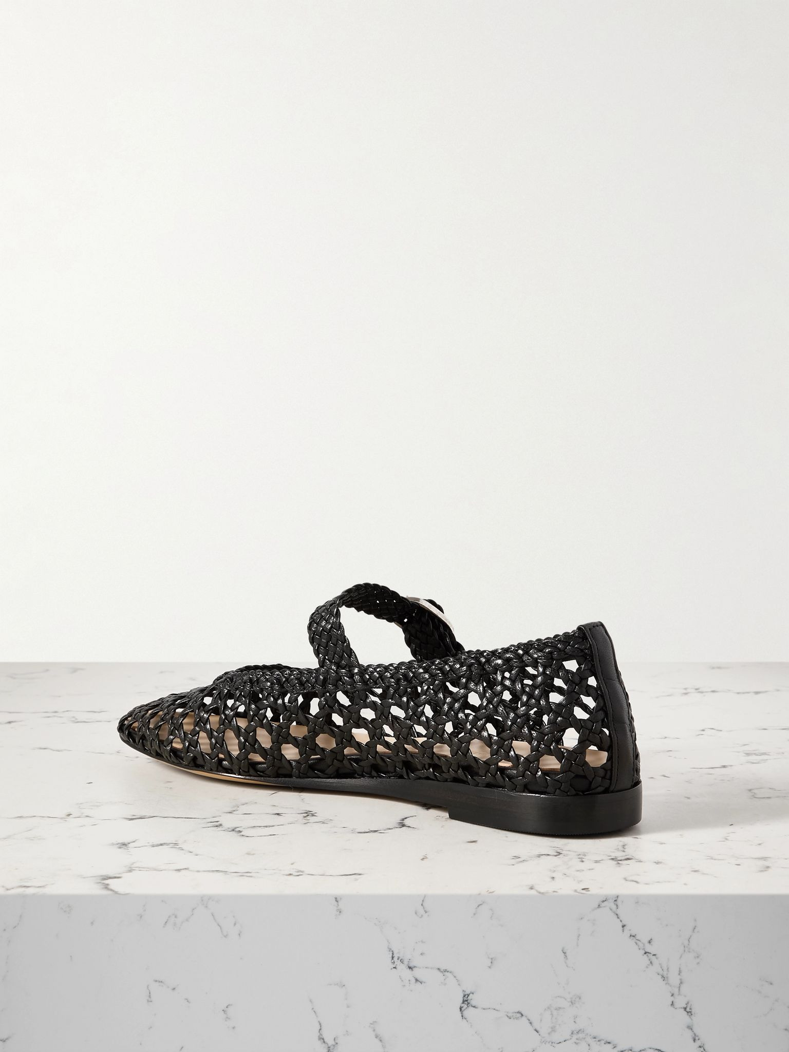 Woven leather Mary Jane ballet flats Black - 3