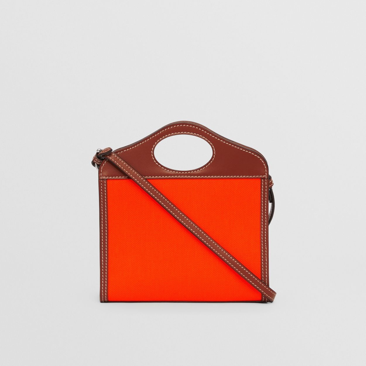 Micro Two-tone Canvas and Leather Pocket Bag - 8