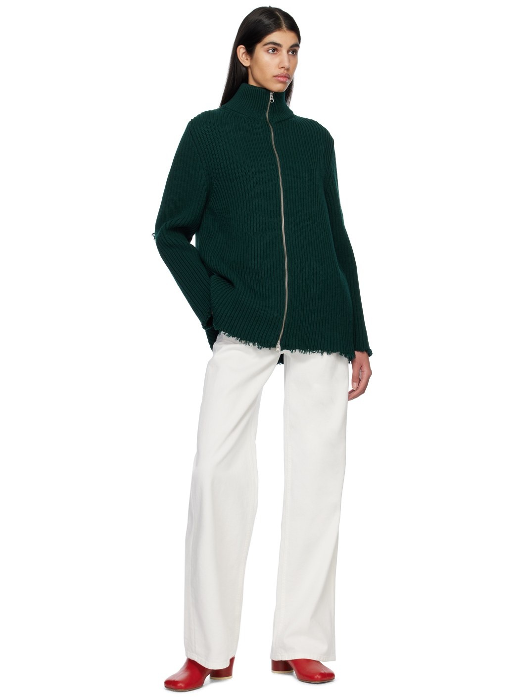 Green Raw Edge Sweater - 4