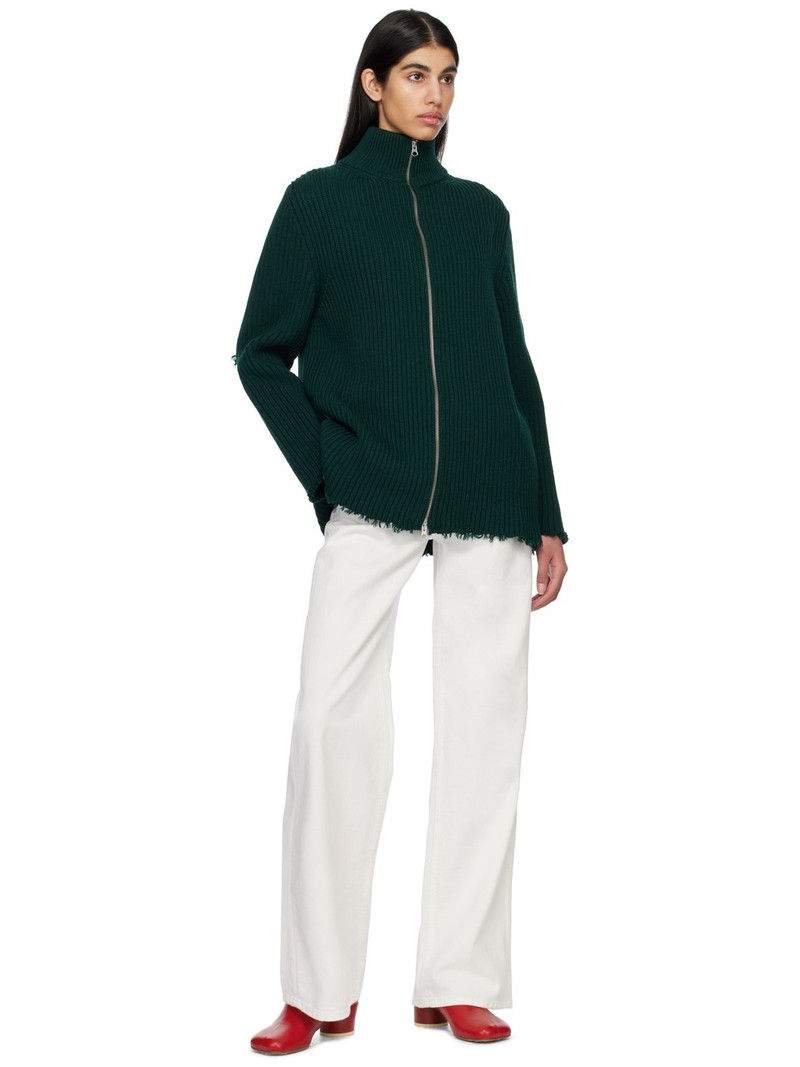MM6 Maison Margiela Green Raw Edge Sweater outlook