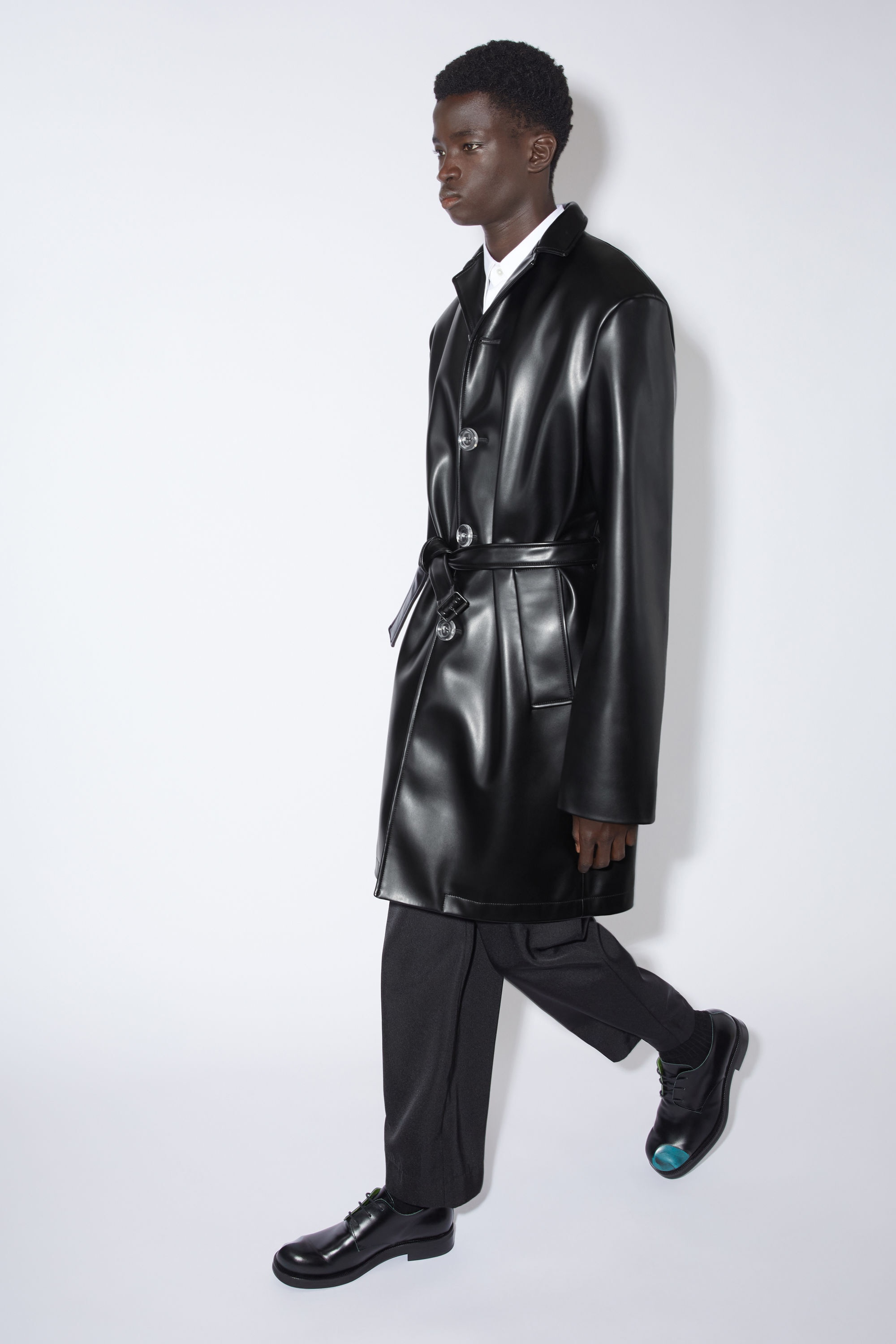 Belted coat - Black - 4