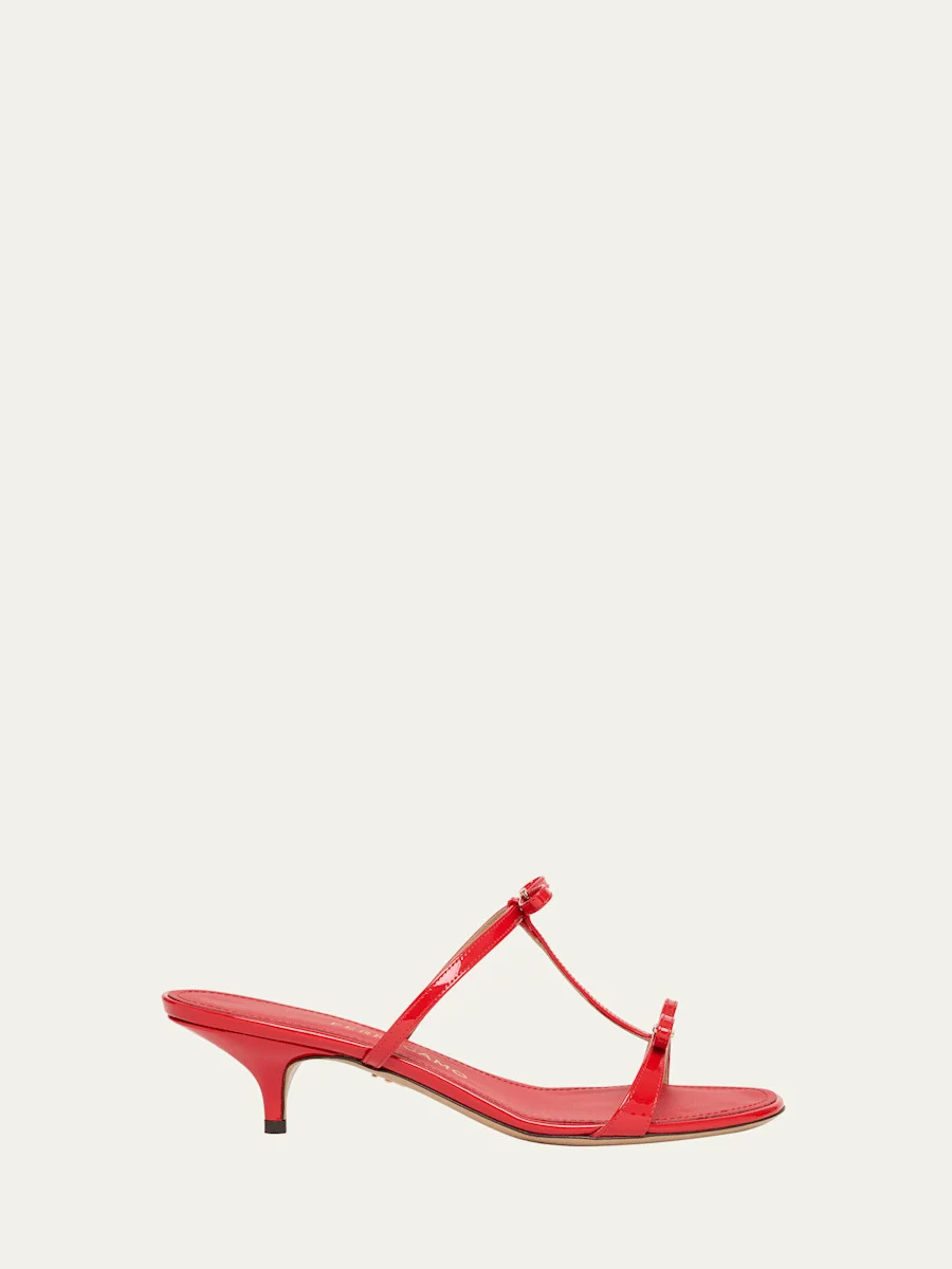 Abili Patent T-Strap Slide Sandals - 1