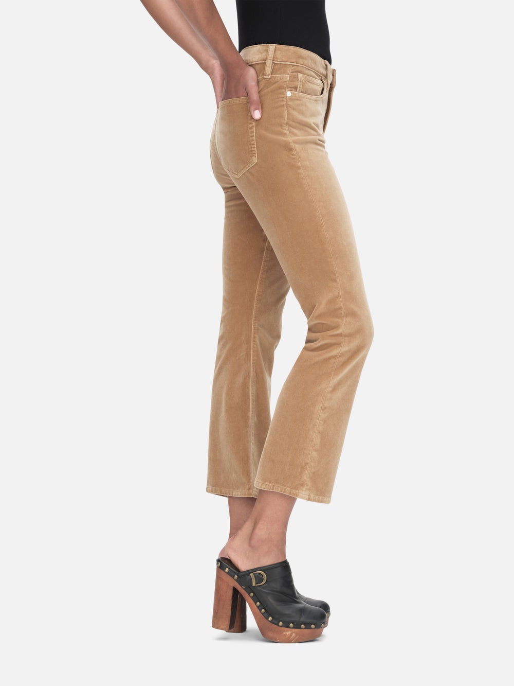 Le Crop Mini Boot Velveteen in Camel - 2