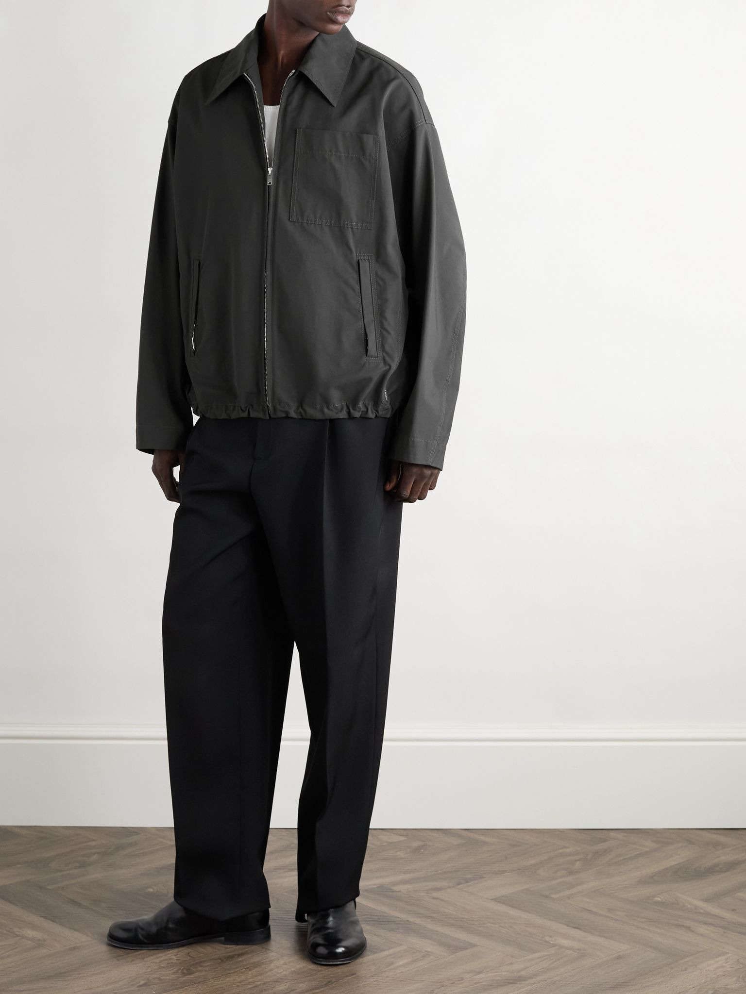 Cotton-Faille Blouson Jacket Black - 2