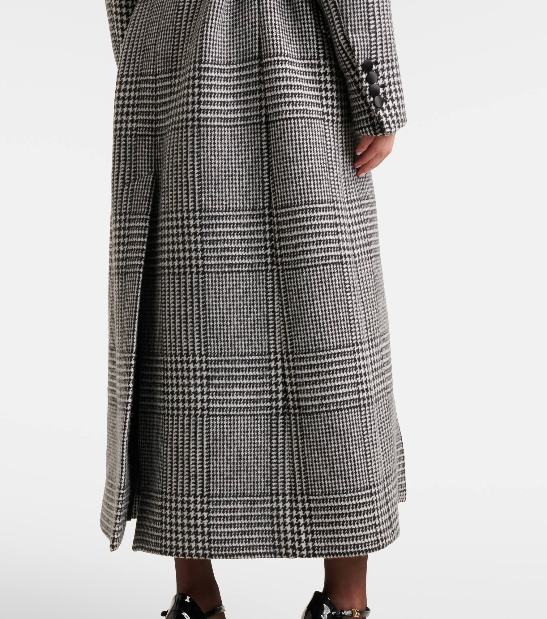 Houndstooth wool-blend coat - 5