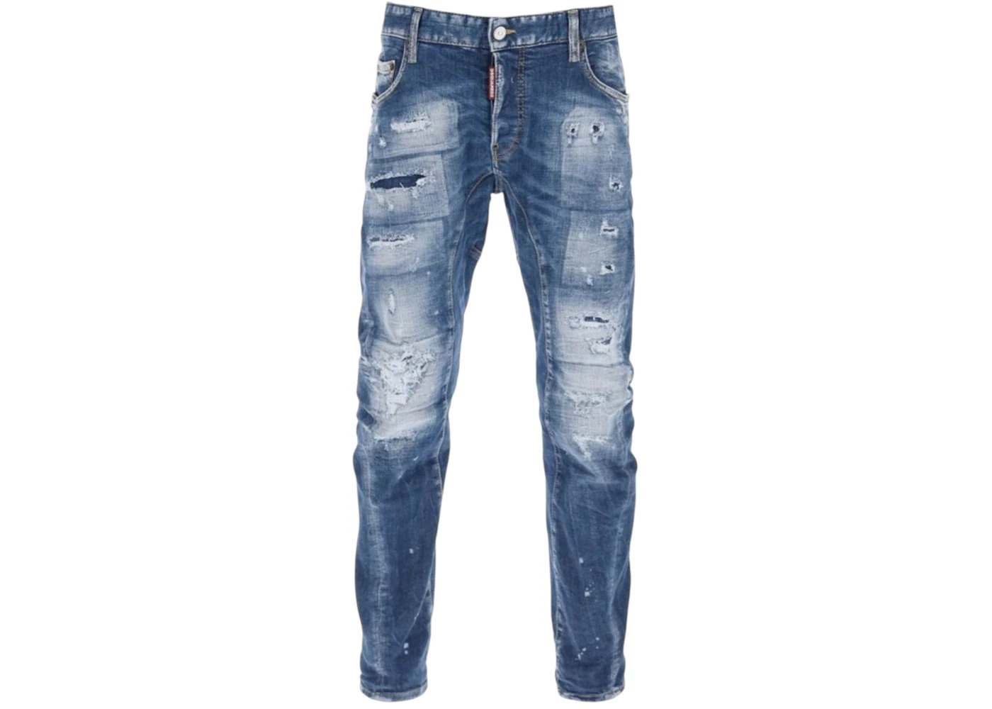 Dsquared2 Tidy Biker Jean Paint Splash Reinforced Ripped Jeans Blue - 1