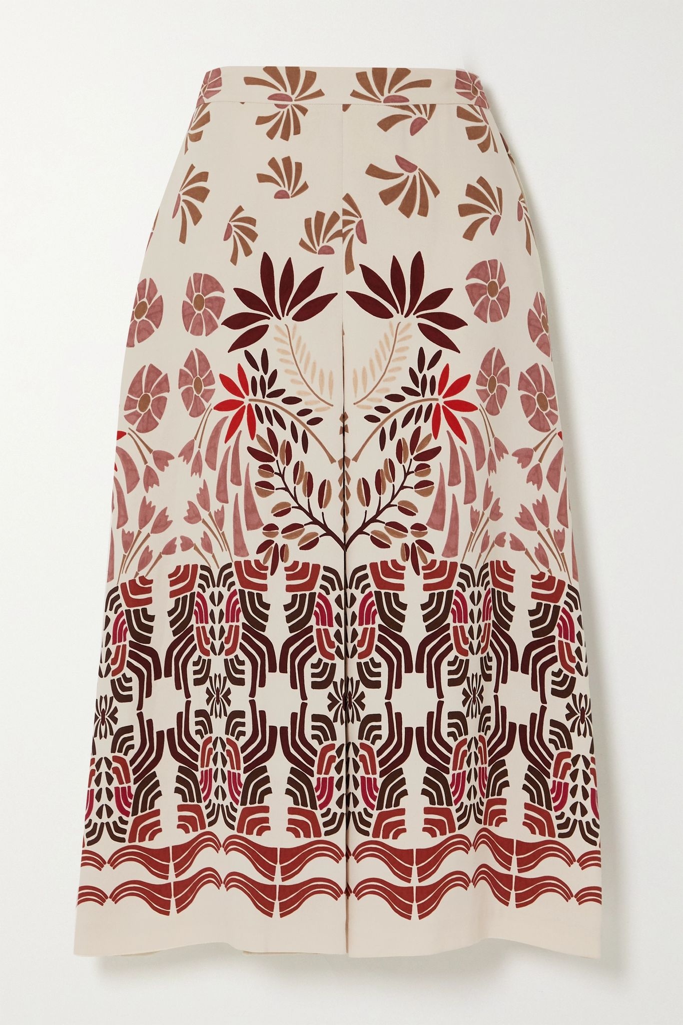 Printed silk-blend midi skirt - 1